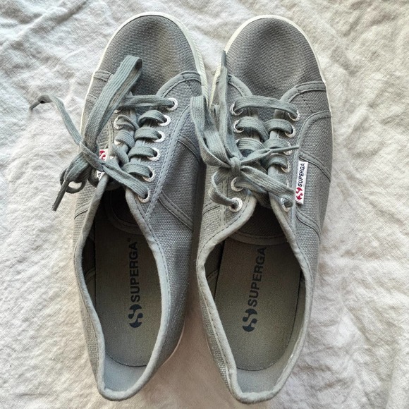 Unisex Superga Sage Gray Platform Sneakers Size 41 - Picture 7 of 15